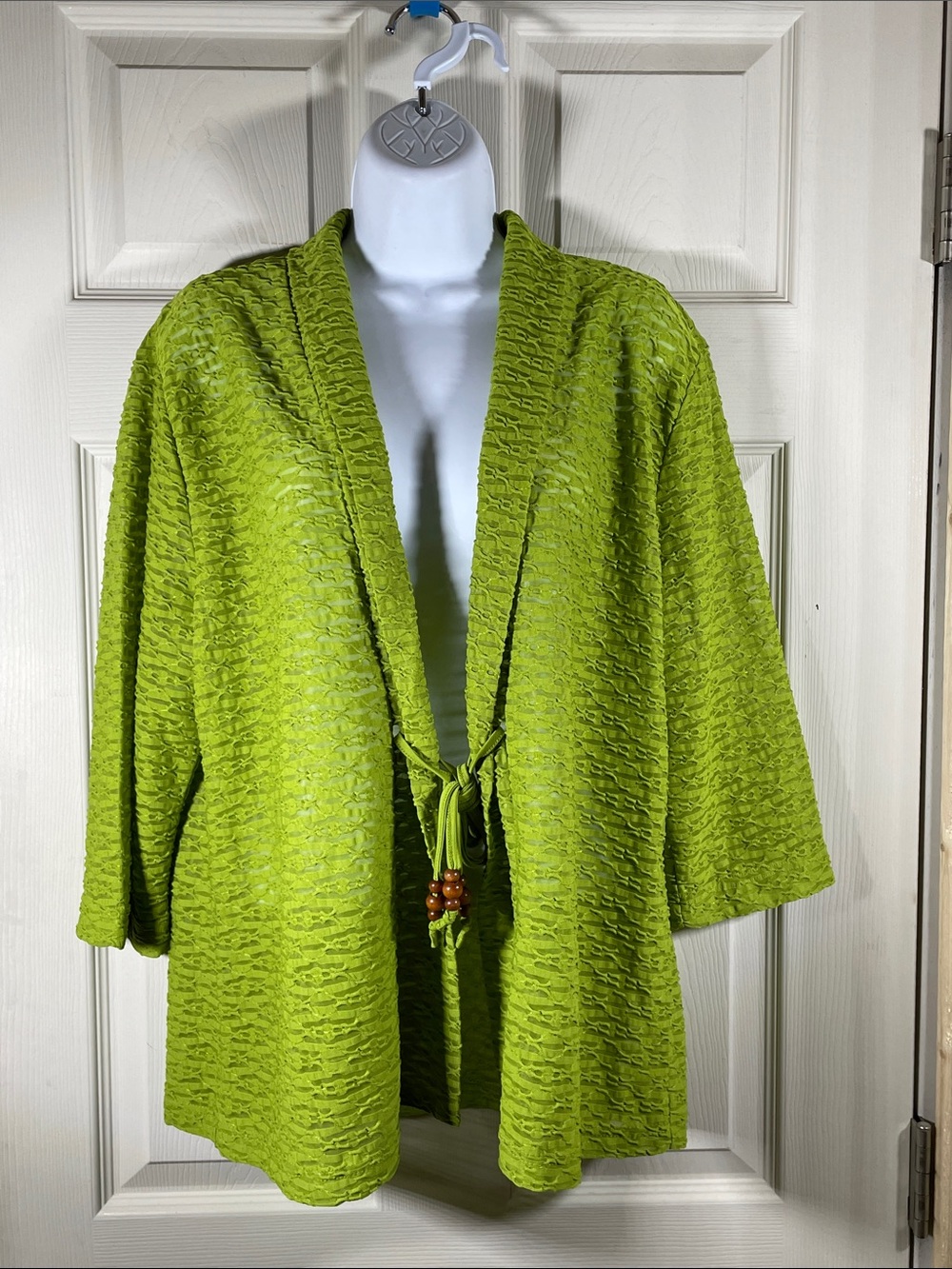 Lightweight Lime Green Open Front Tunic with Tie